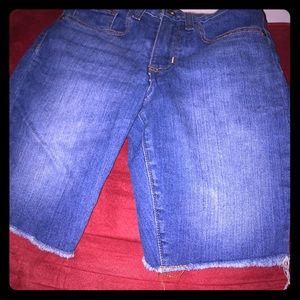 Boys Fringed Blue Jean Shorts